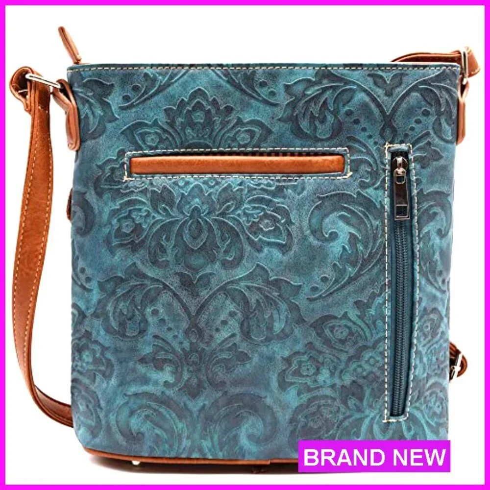 Faux Leather Fringe Crossbody Bag with Adjustable Strap and Pockets